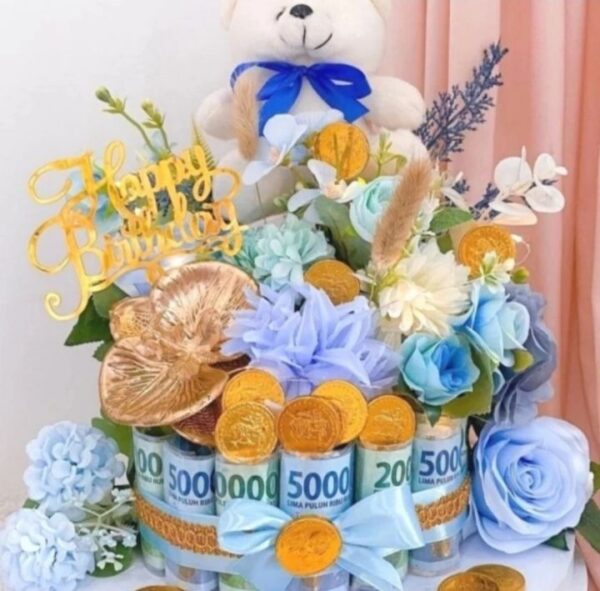 Buket uang kue cake money bouquet flower bunga hadiah ultah boneka